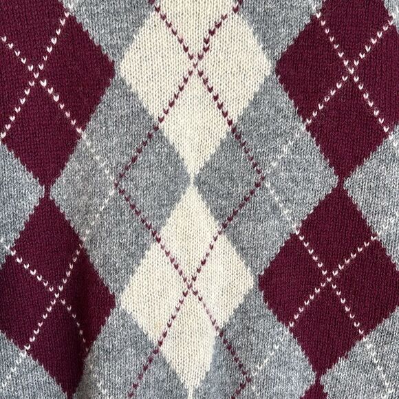 Parker of Vienna Vintage men’s 100% Shetland wool argyle preppy knit sweater XL - Picture 4 of 8